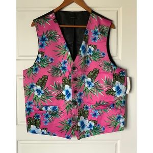 New J Ferrar  Hawaiian Floral Vest  Sz XL